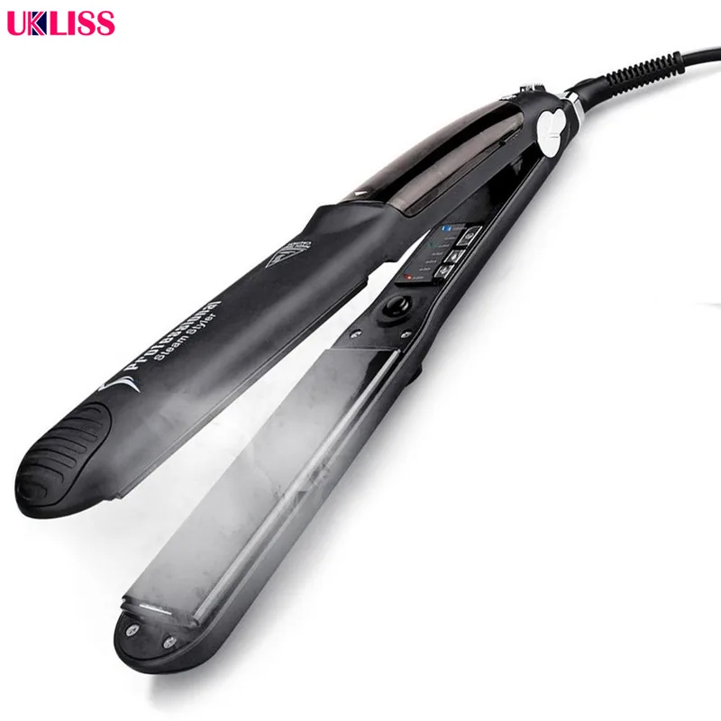 Professional Vapor Salon Steam Hair Straightener Flat Iron