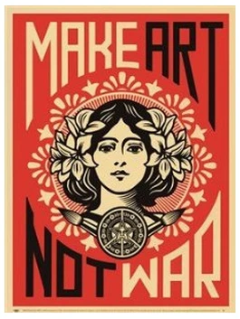 

Make Art Not War Art Canvas Fabric Poster PRINT Shepard Fairey, Print