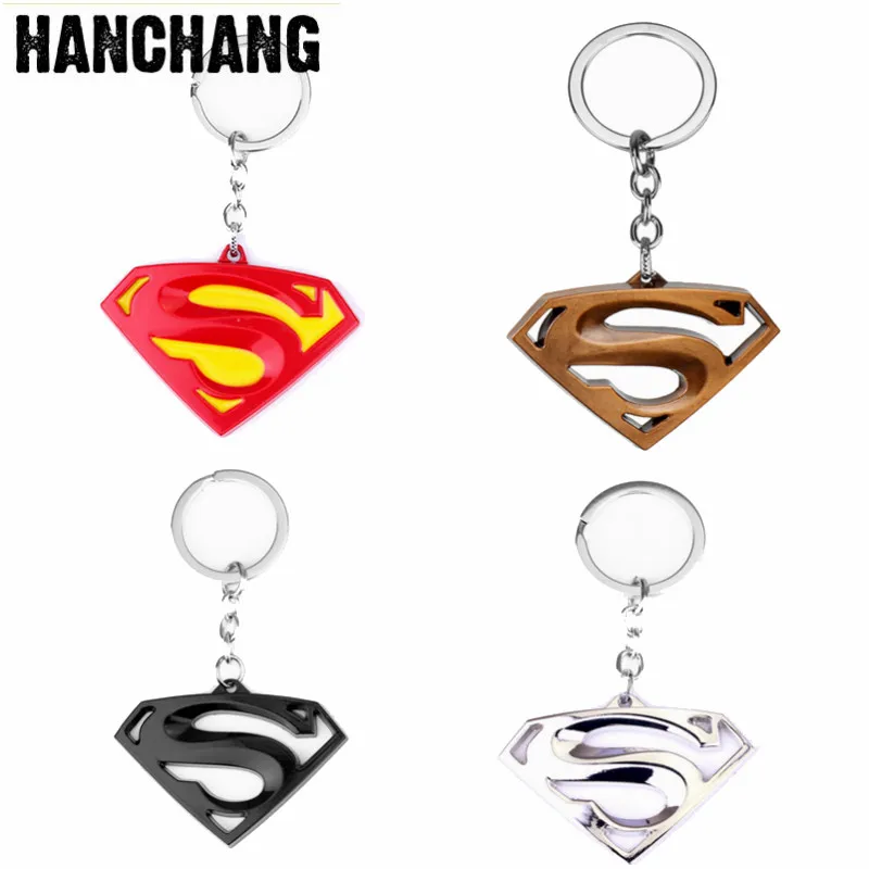 

High Quality Metal Superhero Justice League Action Comics Superman Logo Key Chain Keychain Car Key Holder Christmas Gift For Fan