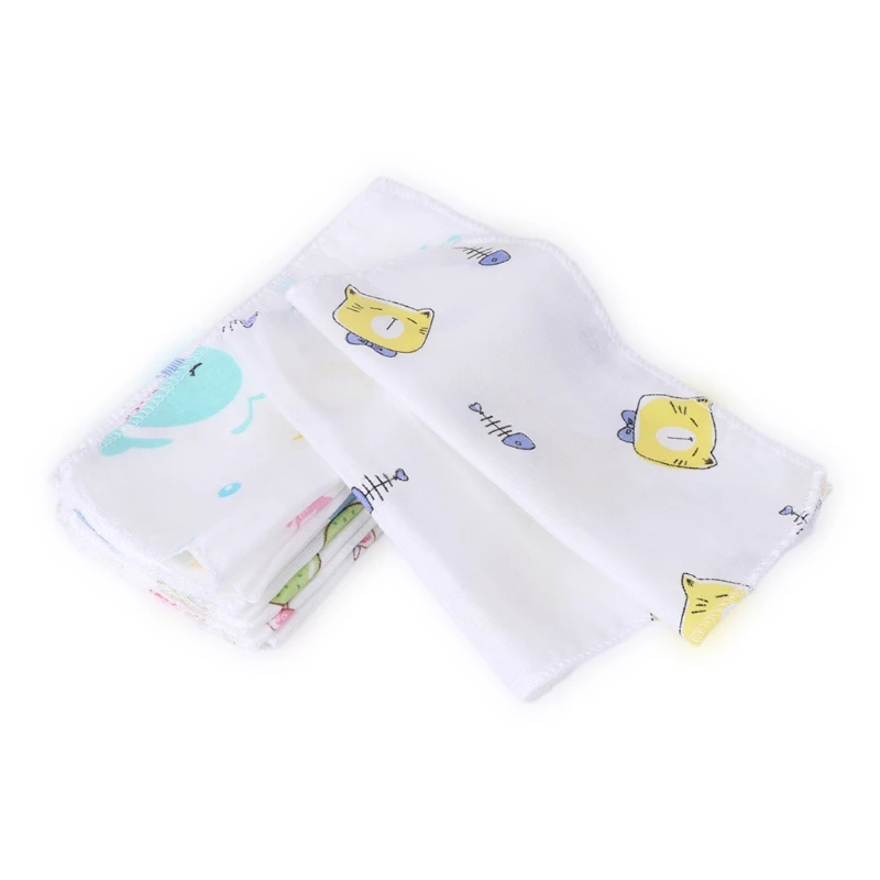 10 шт., двухслойный носовой платок с мультяшным рисунком для малышей, хлопок, марлевые квадратные полотенца для кормления, для новорожденных,# BW15