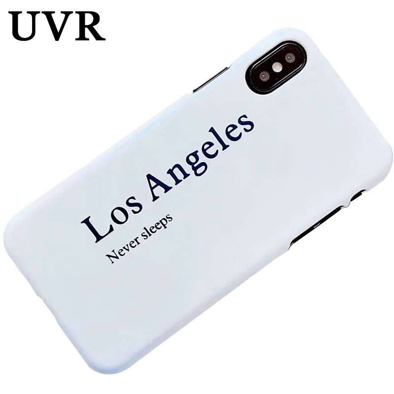 UVR Simple Los Angeles Never Sleeps Words White Case Coque