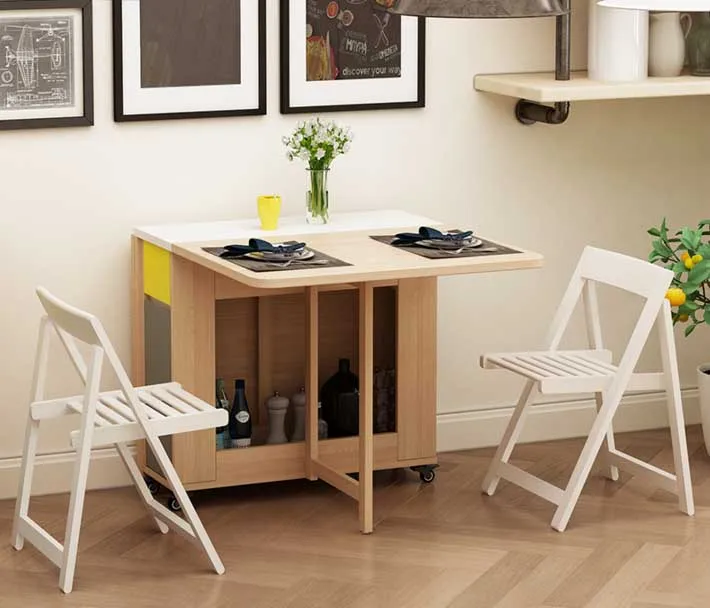 Multifunction Modern Simplicity Nordic Style Scalable movement Dinning Desk Folding Dining Room Table Chair Sets