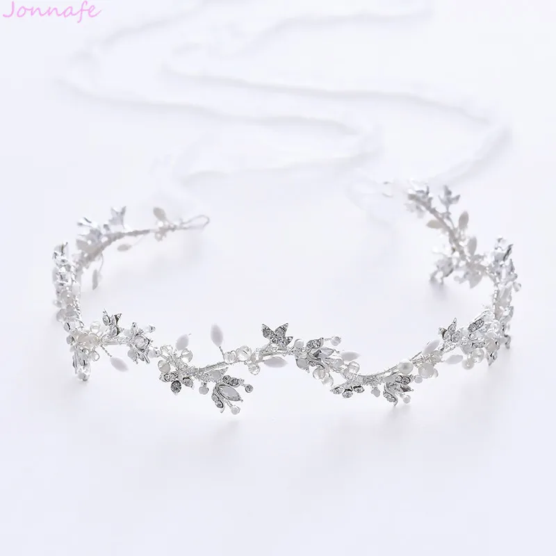 

Jonnafe Silver Rhinestone Hairband Bridal Crown Hair Jewelry Accessory for Women Prom Party Handmade Wedding Headpiece