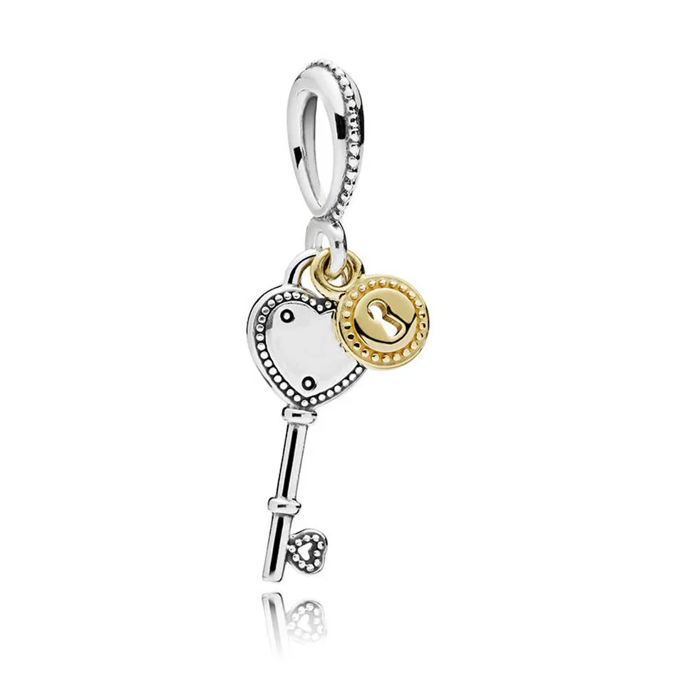 

925 Sterling Silver DIY Jewelry Key To My Heart Dangle Charm fit Pandora Bracelet Bangle