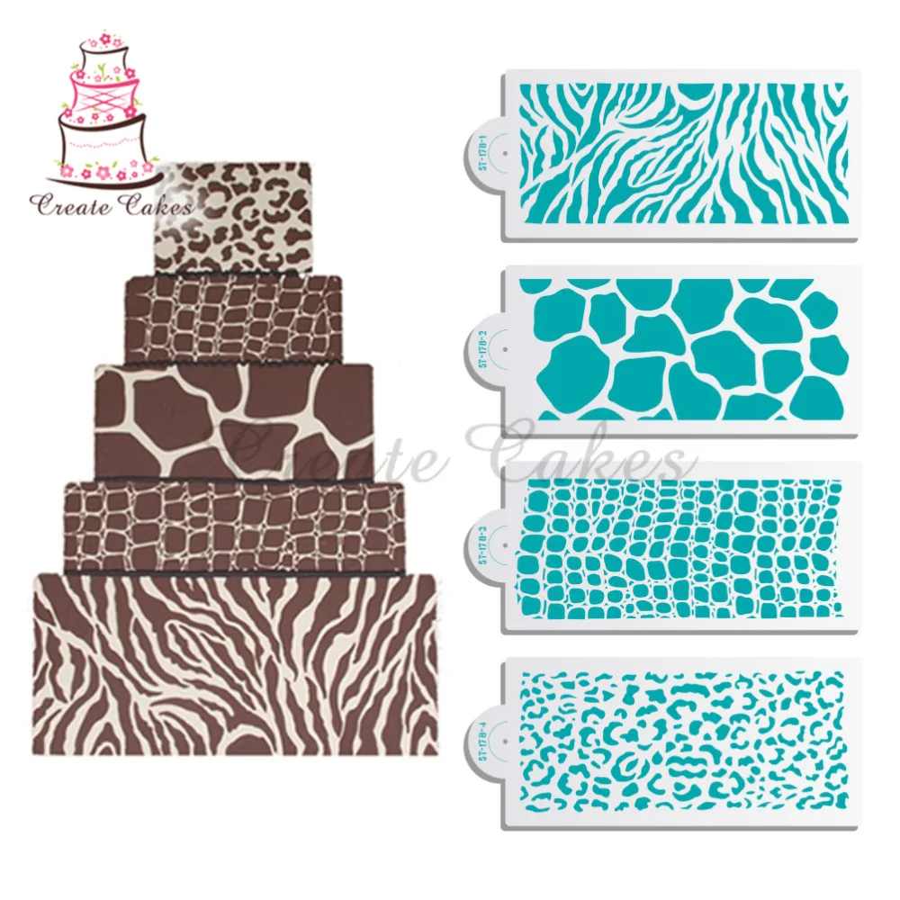 

Animals Skin Cake Stencil,Fondant Cake Safari Design Template, Decoration for Cake Border, Decorative Stencil Mold,CushionST-178