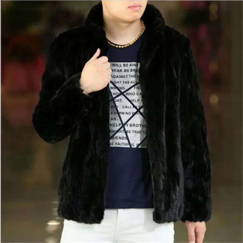 

Men Faux Fur coat sexy black Man winter Soft warm jacket coat 2017 New Casual High grade Mink Hair Fur overcoat Plus Size S/3XL