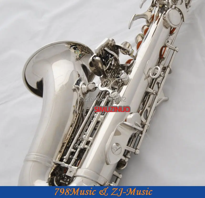 Серебристая никелированная изогнутый саксофон сопрано Sax ключ Abalone с чехлом 10Pc Reeds