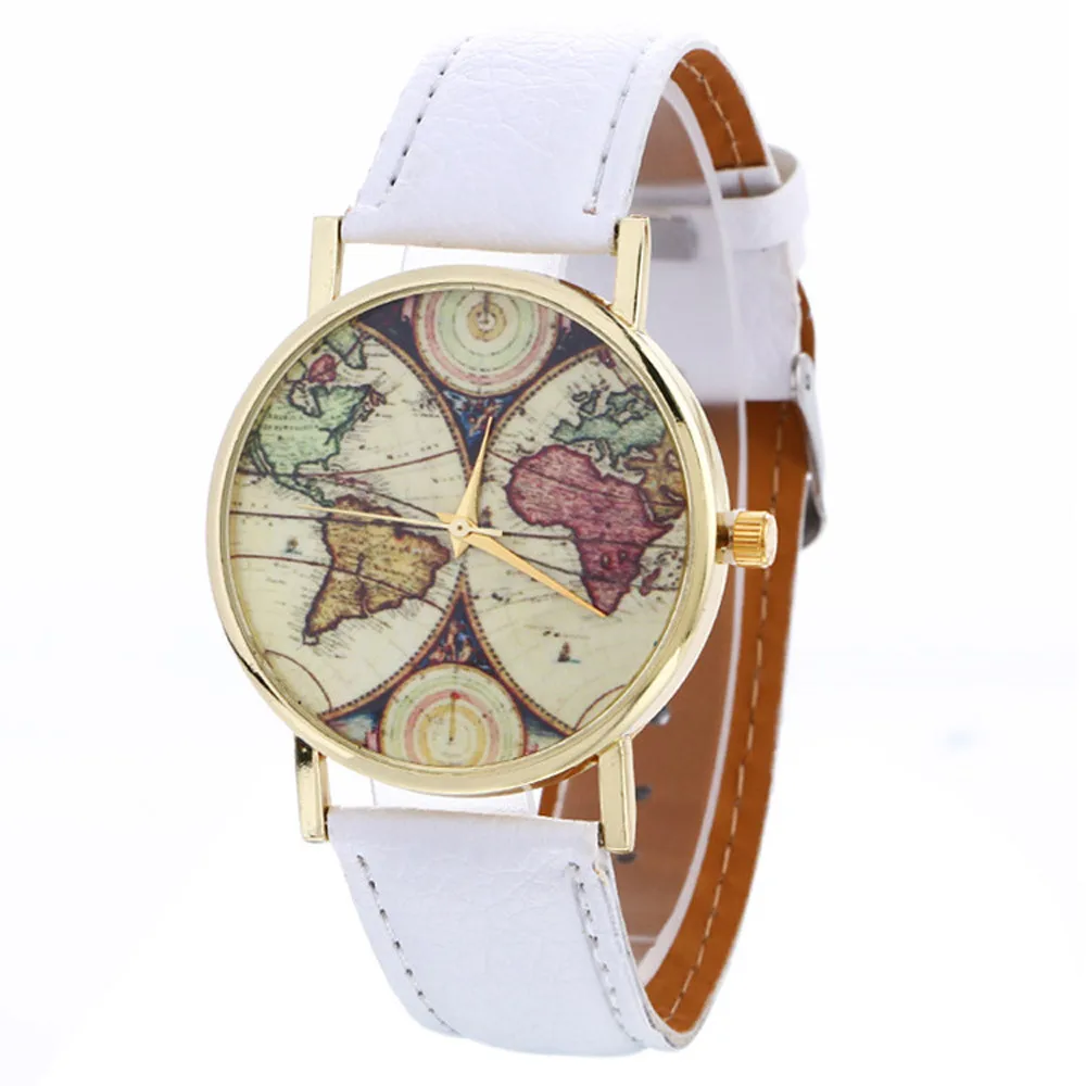 

Moment # N03 DROPSHIP relogio 2018 Fashion Women Watches Neutral Map Pattern Leather Quartz Wrist Watch relogio masculino