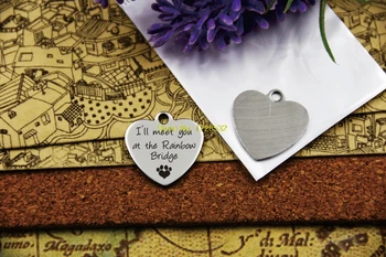 

20pcs--stainless steel charms pet memorial, paw print, pet loss, rainbow bridge,for necklace/bracelet/keychain DIY jewelry