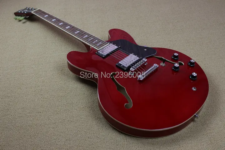 Hot Sale one piece guitar ES 335 hollow jazz electric guitar one piece neck 335 semi hollow body red color high quality Hot Sale one piece guitar ES 335 hollow jazz electric guitar one piece neck 335 semi hollow body red color high quality