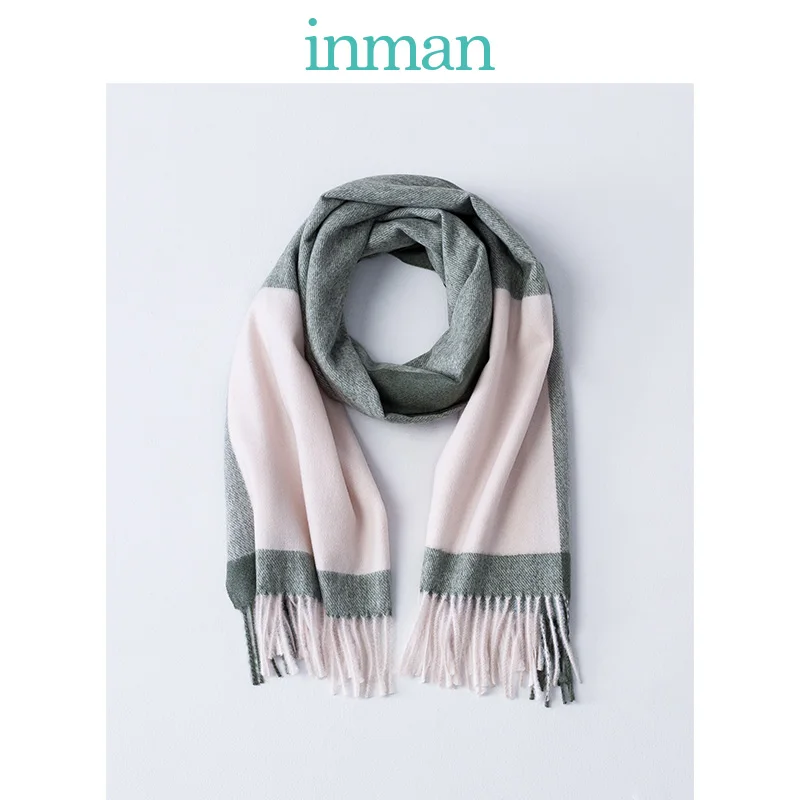 

INMAN Autumn Winter Patchwork Design Shawl Polyester Fiber and Viscose Material Comfortable Warm 180cm Scarf
