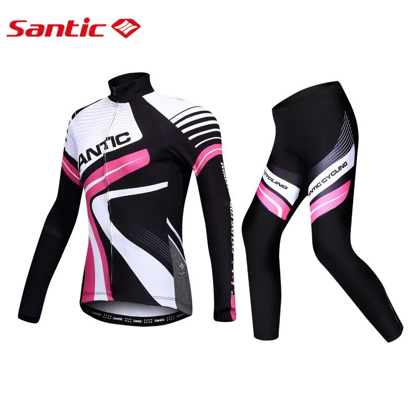 

Santic Autumn Winter Women Winter Cycling Set Bicycle Jacket Padded Pants Pro Team Cycling Clothing Mtb Bike Long Jersey Set
