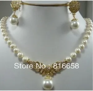 

hot Fast shipping +@@Charmin 8-9mm White Akoya Pearl necklace & earring Set (A0516)