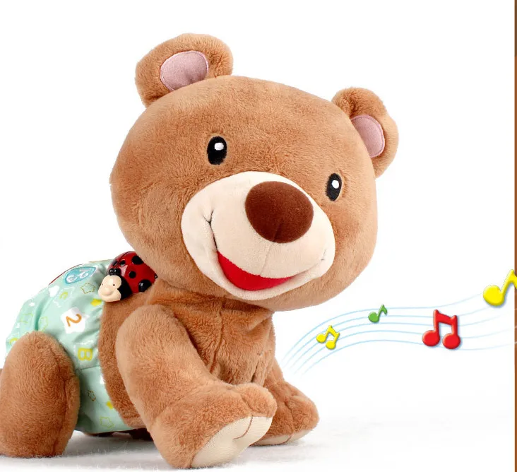 

High quality Electric toys with Baby learn crawl along bear pets toys for kids baby funny gift with voice and led light.