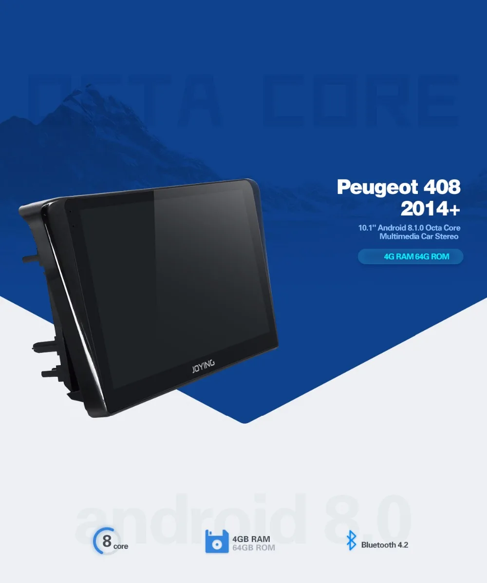 Sale JOYING 10.1" 4G+ 64G ROM Android 8.1 Octa Core Multimedia GPS Car Stereo Car DVD Player for Peugeot 408 2014 Stereo Head Unit 4