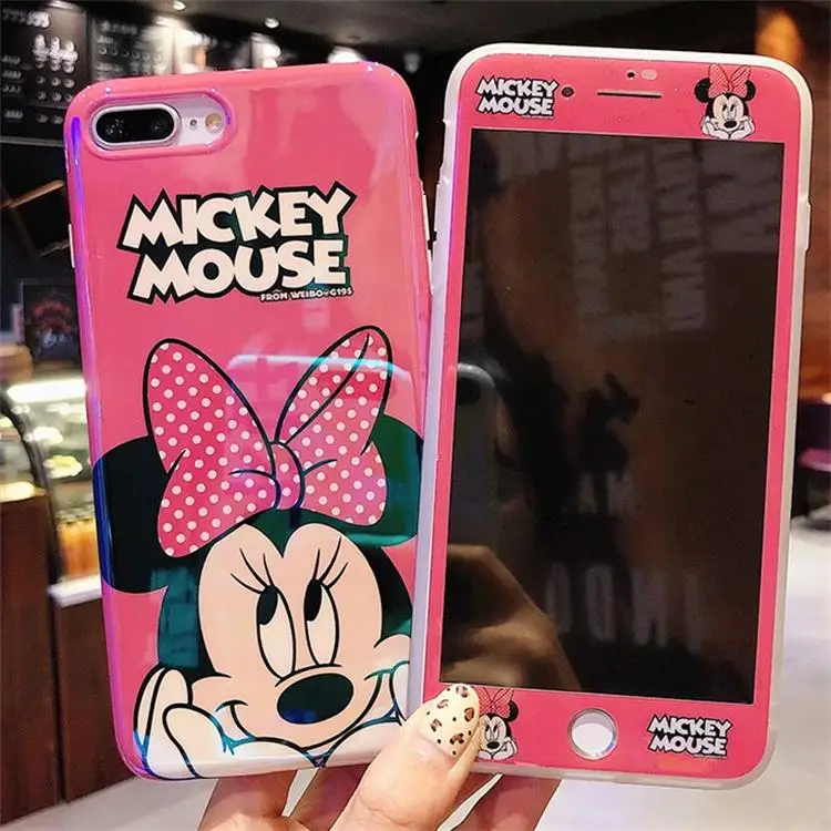 

Blu-ray 360 Full Cover Phone Case + Screen Protector for IPhone X 8 7 6 S 6S Plus for XS XR XS max Coque Cartoon TPU Cover