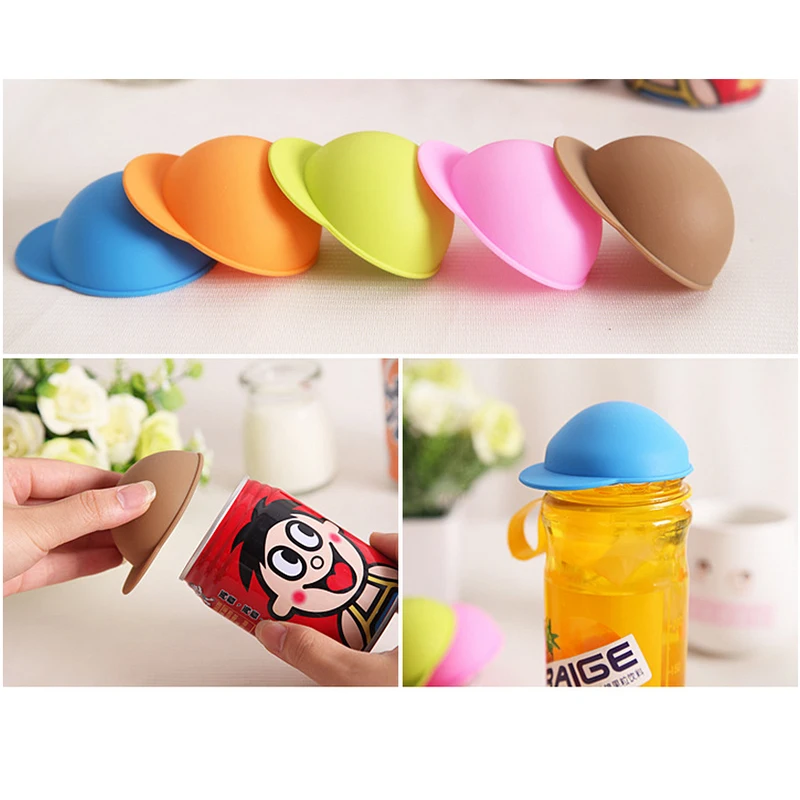 

2PCS Hat Dustproof Leakproof Cup Lid Insulation Cover Thermal Insulation Candy Colors Reusable Silicone Cup Cover Seal Cover C