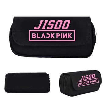

1 Pcs Kawaii Cartoon Kpop BLACKPINK Pencil Case Storage Organizer Student Canvas Double-layer Pencil Case Stationery Gifts