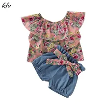 2019 Summer Newborn Baby Girls Clothes Floral Print Off-Shoulder Tops T-Shirt + Shorts Pants Outfits 2019 Summer Newborn Baby Girls Clothes Floral Print Off-Shoulder Tops T-Shirt + Shorts Pants Outfits