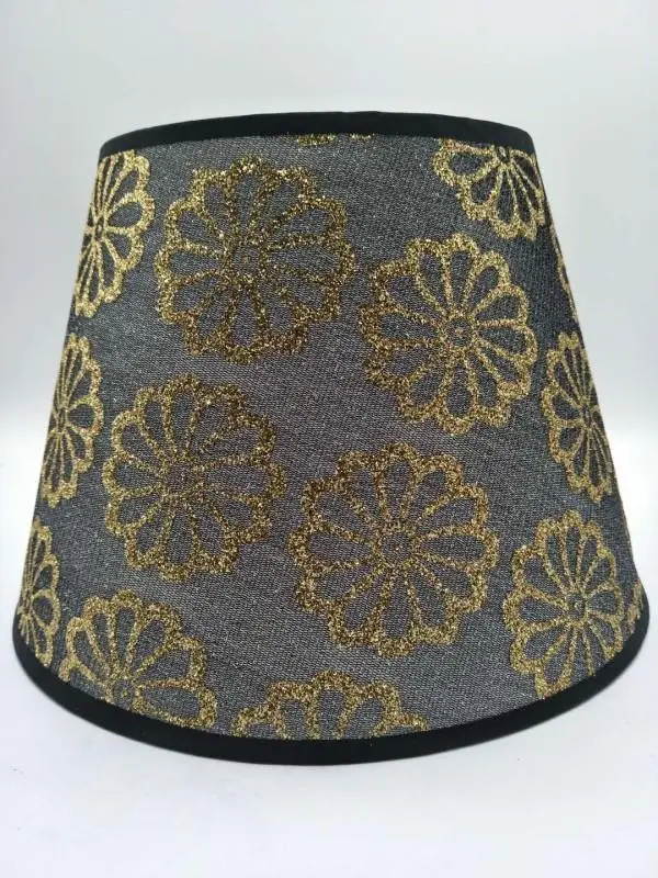 E27 lamp shade for table lamp bedroom lamp shade round black print fabric lamp shade