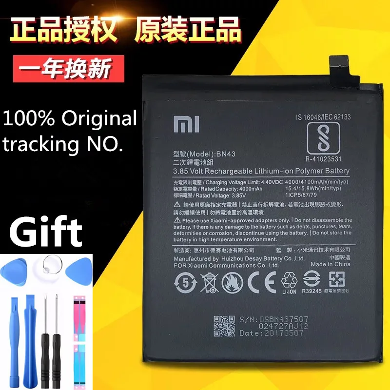

100% Original Xiaomi battery bn43 BN43 Xiaomi Redmi Note 4X 4 X 4000/4100mAh BN43 Battery Xiaomi Redrice Redmi Note 4X Battery
