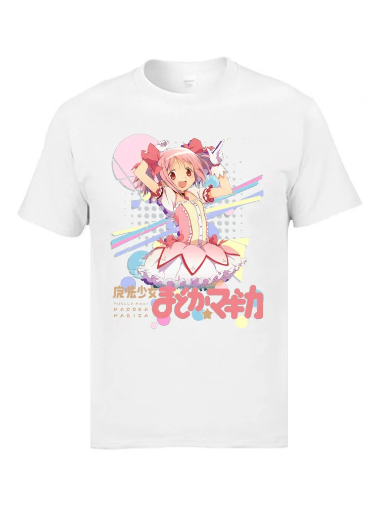 Madoka Magica~ 5283 Tops Shirt Rife Round Collar Normal Short Sleeve 100% Cotton Fabric Young Top T-shirts Classic T Shirts Madoka Magica~ 5283 white