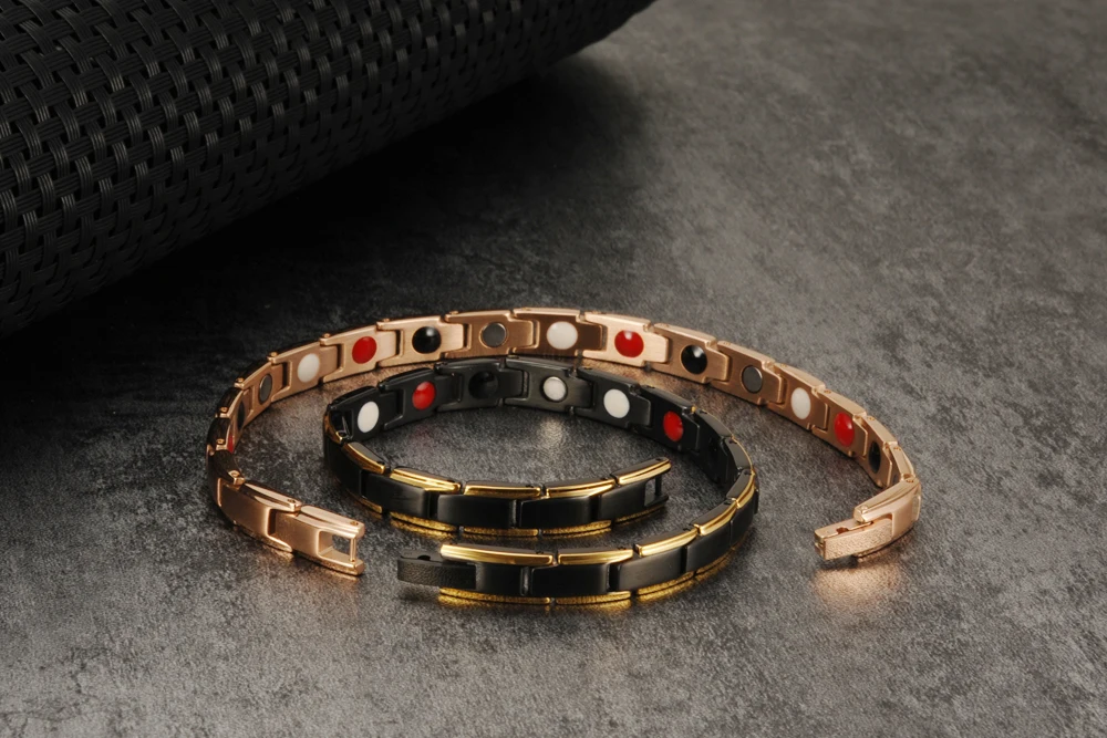 Vinterly магнитный браслет Преимущества золотая цепочка из нержавеющей стали браслет для женщин пара энергии магнитные браслеты для женщин