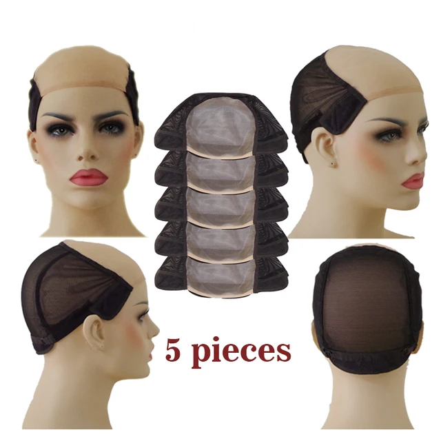 5pcs Wholesale Glueless Lace Wig Cap For Making Wigs With Adjustable