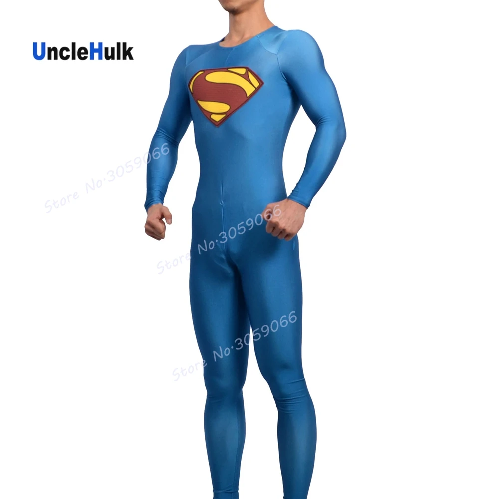 

High Quality Superman Costume Printed Spandex Lycra Cosplay Costume (with Chest Logo) - No.7 | UncleHulk