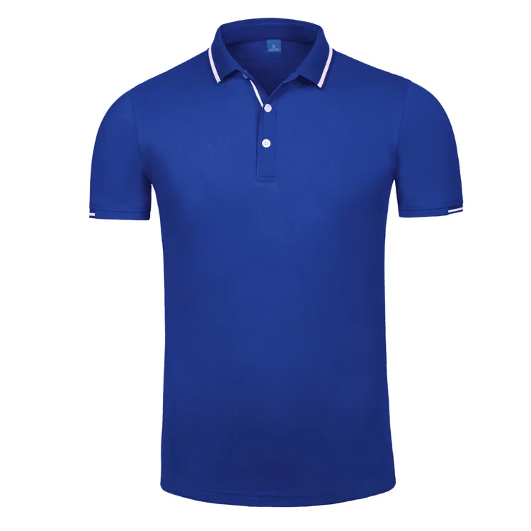 Рубашка поло из дышащего полиэстера спортивная рубашка с отложным воротником спортивный костюм Jesery с короткими рукавами Спортивная одежда для мужчин и женщин - Цвет: Polo shirt-BLU