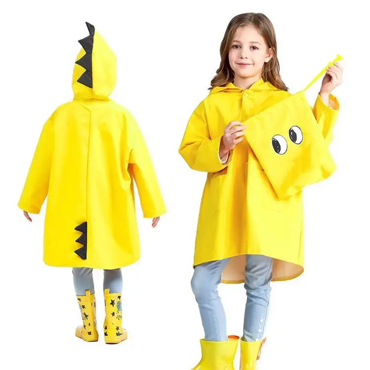 Kids Raincoat Children Boys Girls Lovely Elf Style Hooded Transparent Rainwear Waterproof Rain Jacket