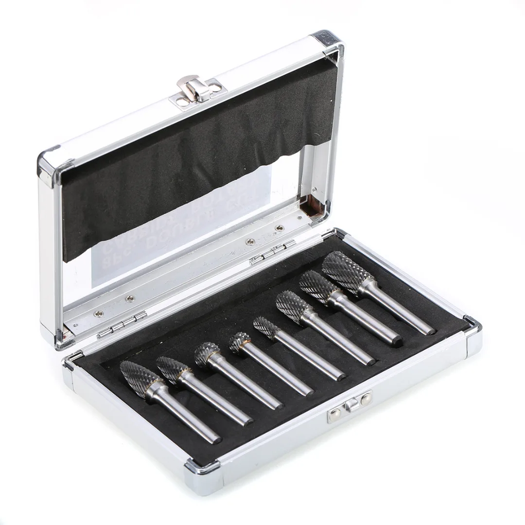 

8Pcs 1/4'' Shank Double Cut Carbide Burr Milling Cutter Rotary Tools Burr Double Cut Rotary Abrasive Tools Electric Grinding