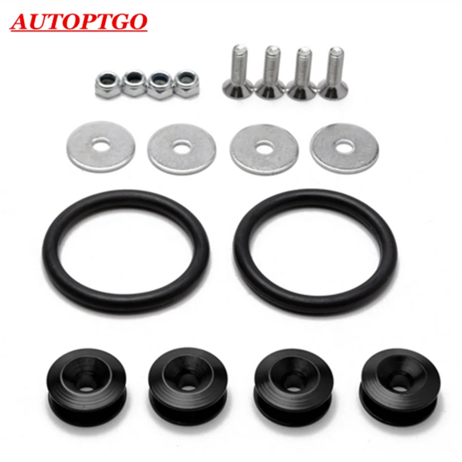 

4 x Black Universal Auto Car JDM Fender Washers Bumper Quick Release Fastener For All Cars Bumpers Trunk Latch Lid Quik Released