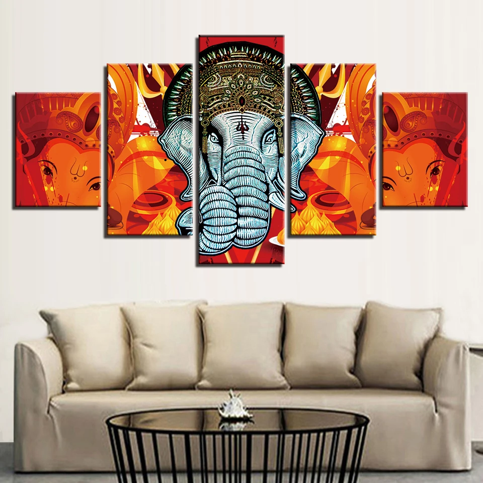 tableau sur toile ganesh coloré