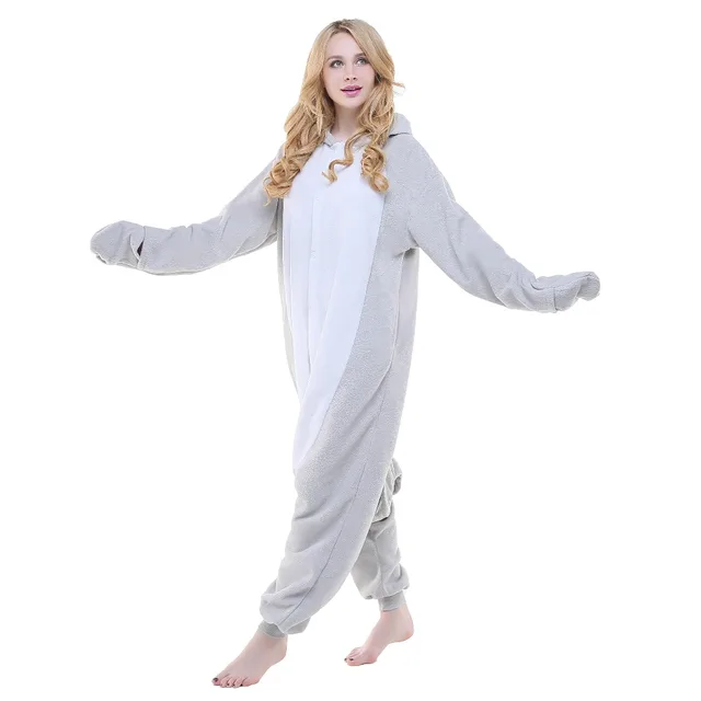 newcosplay adult grey seal cosplay costume cute unicorn halloween pajamas unisex sleepwear onesies womens pajamas sets