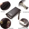 CONTACT'S Wristlet Bag Genuine Leather RFID Cellphone Wallet Men's Clutch Wallets Men Credit Card Holder Male Long Purse Zipper 5