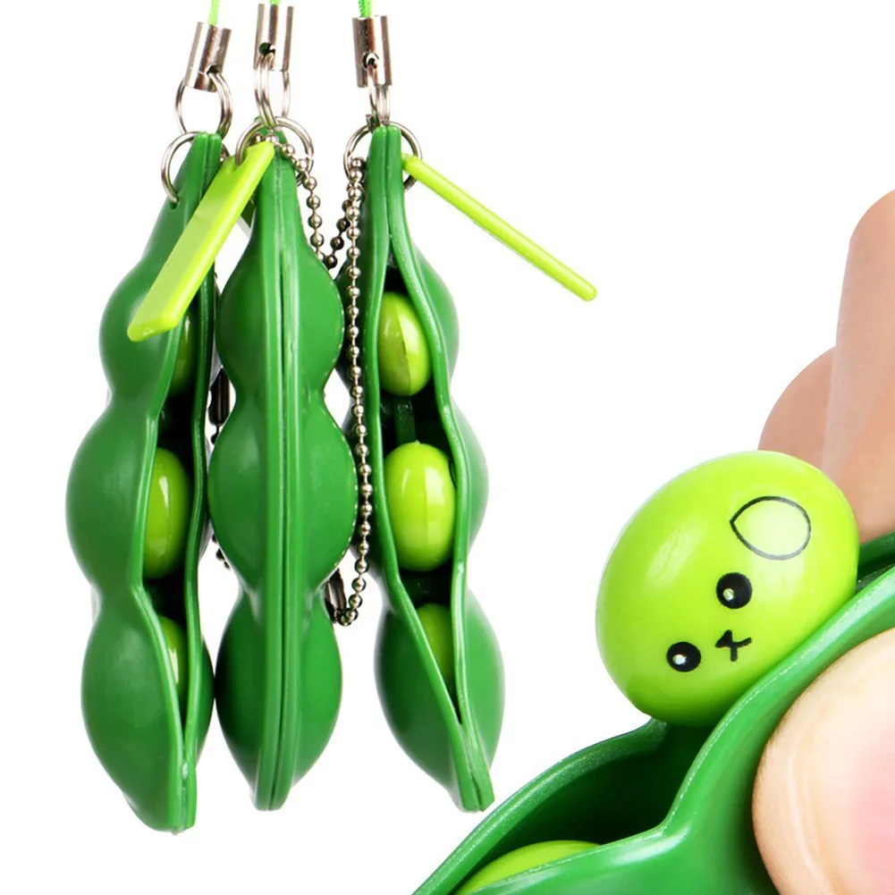 

3Pcs Fidget Toys Puchi Puti Mugen Edamame Keychain Extrusion Bean Keyring Toy Gift -17 YJS Dropship