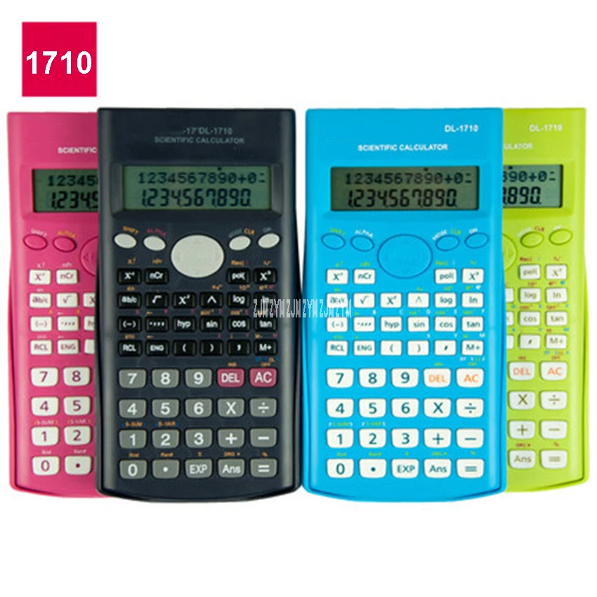 Goede 1710 Examen Wetenschap Rekenmachine Leuke Student Multifunctionele Calculator LED Scherm materiaal Groen Roze Blauw Zwart 10 stks
