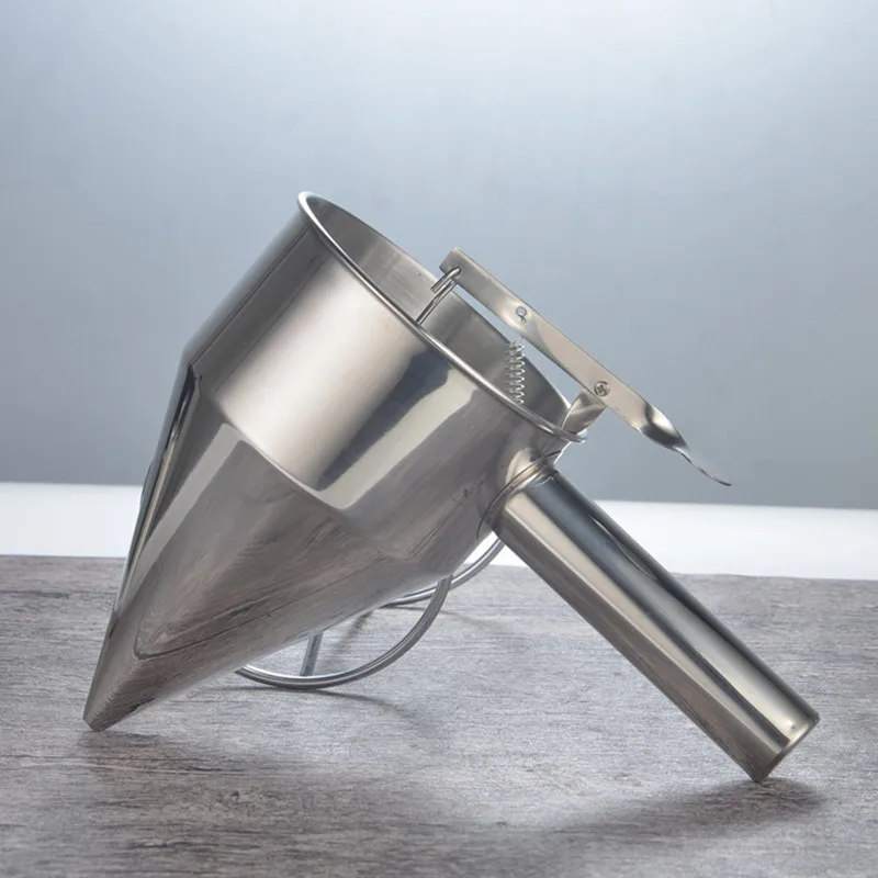 

Stainless Steel Octopus Fish Balls Making Funnel Cupcakes Baking Dispenser with Rack Kitchen Conical Funnel Tools with shelf