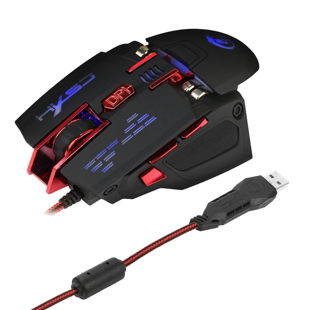 2.4GHz Wired Gaming Mouse 2400 DPI Adjustable 6 Buttons Programmable Optical Mice for PC Pro Gamer