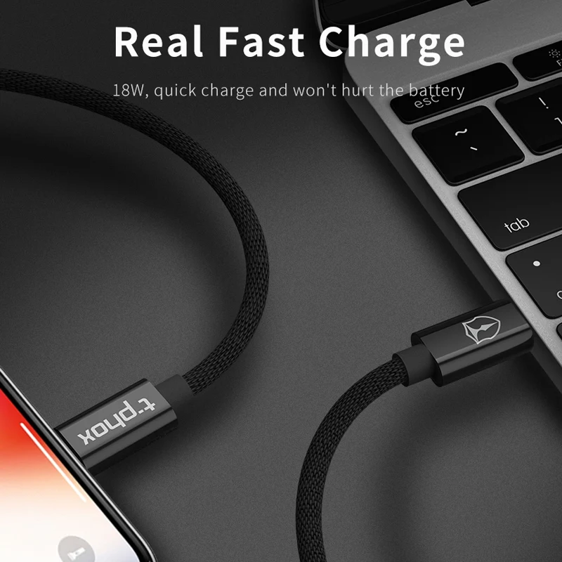 T phox для Lightning to usb c Cable PD 10 W быстрой зарядки кабель iPhone XS 8 7 6 S USB C MacBook iPad Pro|Кабели