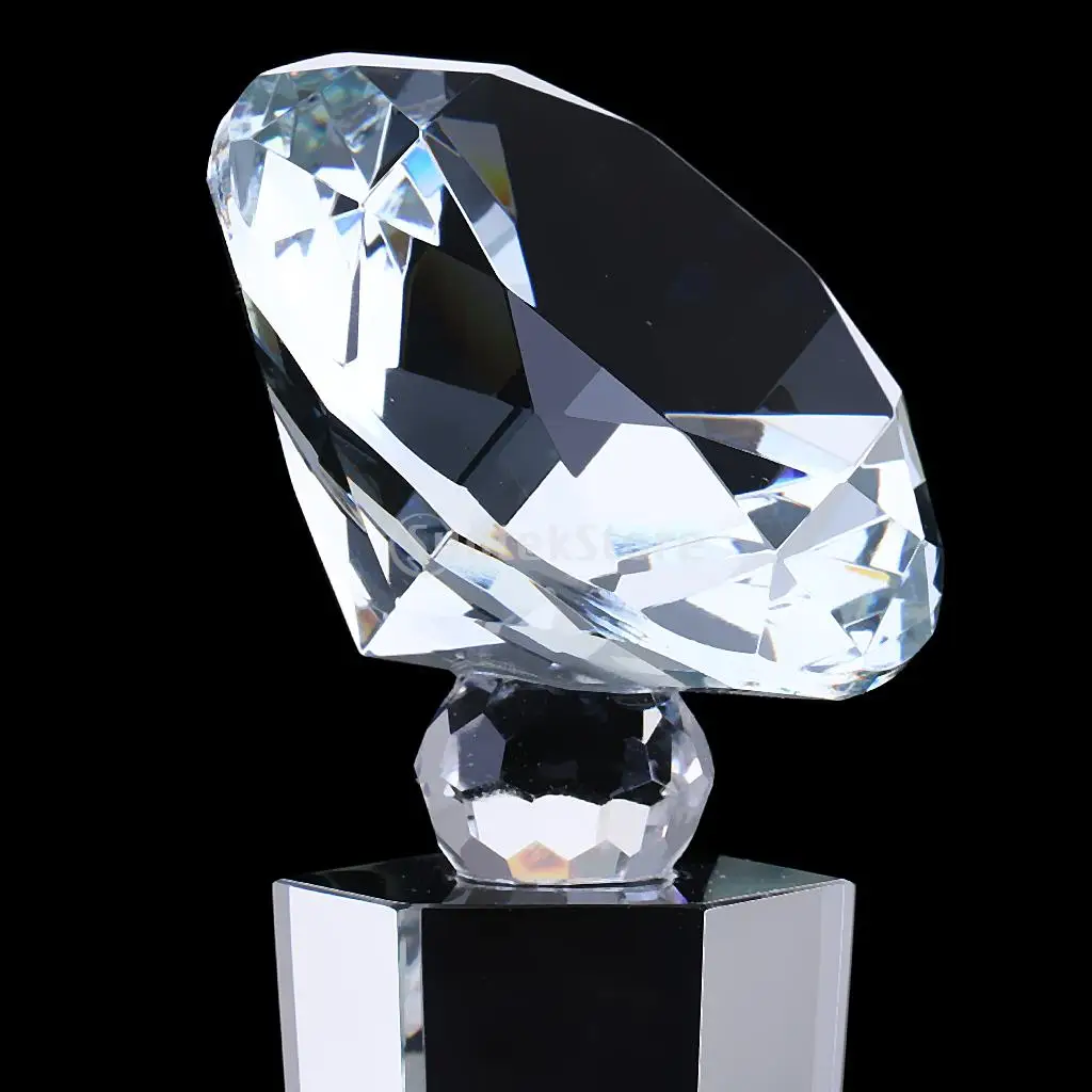 Crystal Quartz 29cm Diamond Tops Trophy Award for Soprts Competition Winner