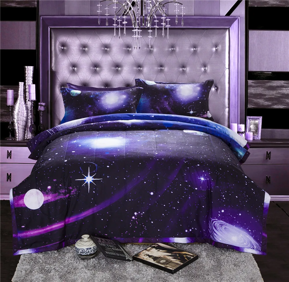 3D Galaxy печати одеяло с наволочка Покрывало комплект Стёганое одеяло Одеяло постельные принадлежности queen Размеры покрывало 200x230 см