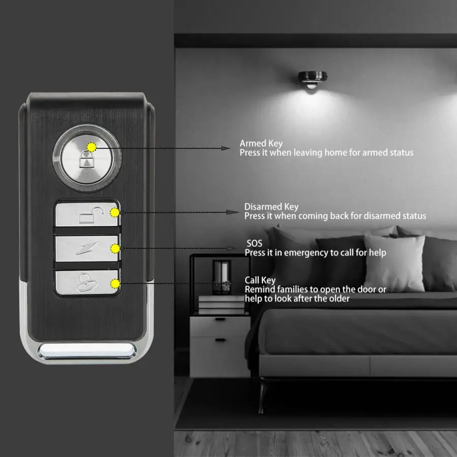 

White Door Window Magnetic Anti-theft Remote Control Contacts Set Wireless Sensor Detector Switch with Remote Controller