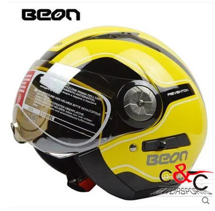 Классический Ограниченная серия BEON Moto rcycle шлем старинные мужские женские Moto Capacete половина шлем утвержденного ЕЭК - Цвет: Yellow