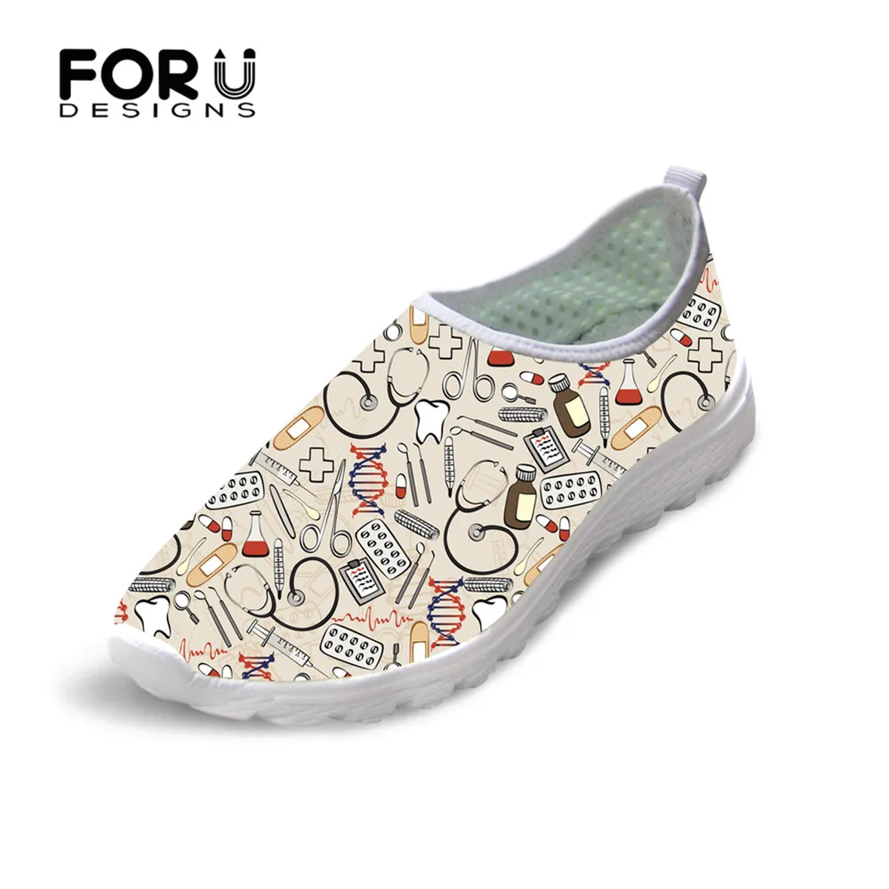 

FORUDESIGNS Women's Flats Shoes Sneakers HOT SALE Medicine/Nurse Brand Designer Super Light Ladies Loafers Beach Summer Slip-on