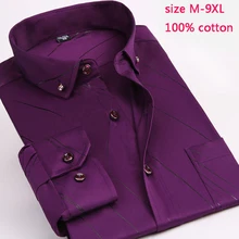 Хлопок печати Новое поступление мужские платья модные мужские осенние супер большие высококачественные формальные рубашки с длинными рукавами плюс размер M-8XL9XL