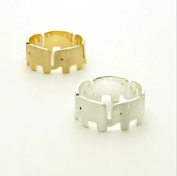 

2016 Fashion Simple Gold Silver Plated metal Animal Elephant rings for Women Cute Women Animal rings Jewelry