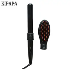 KIPAPA 2 в 1 сменный щипцы для завивки волос 32 мм Керамика Керлинг палочка набор Электрический Выпрямитель для волос гребень утюг щетка