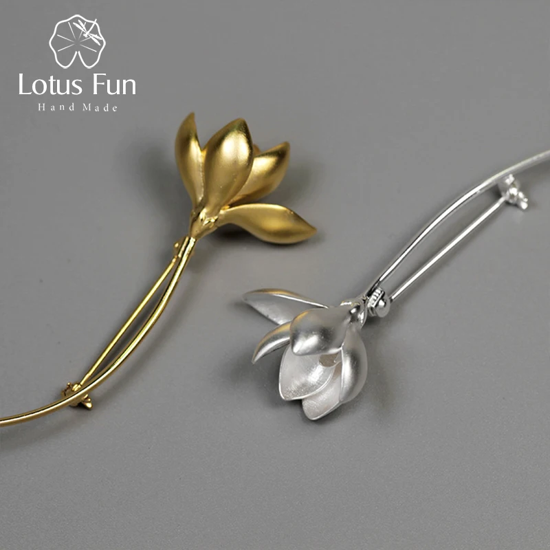 Lotus Fun реальные 925 Серебро Ручной Работы Дизайнера Ювелирные украшения элегантный